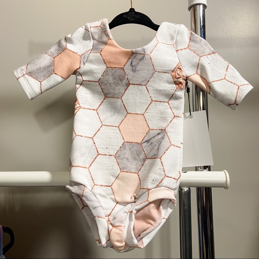 Baby and toddler hexagon pink, blush, grey, marble leotard